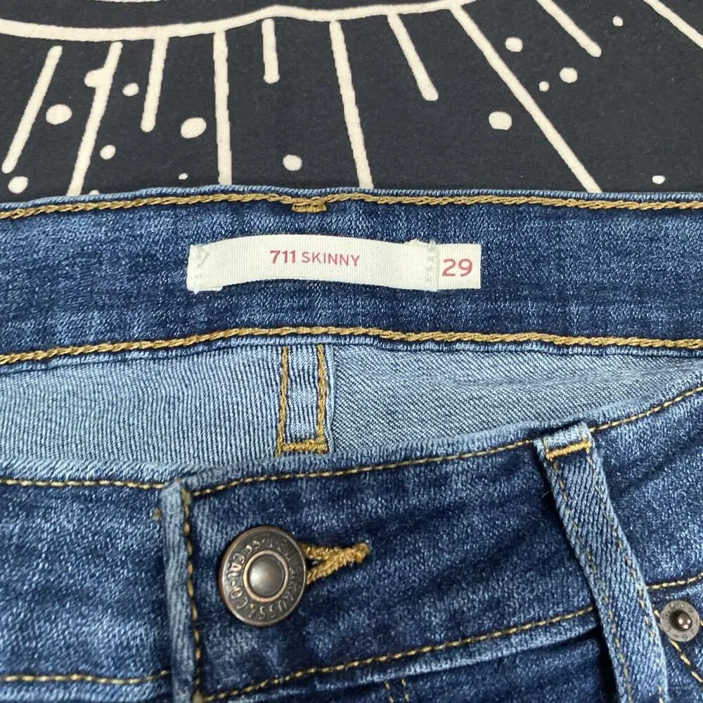 Levis 711 Skinny Denim Jeans Womens 29 Casual Preppy Western Streetwear - Picture 2 of 7